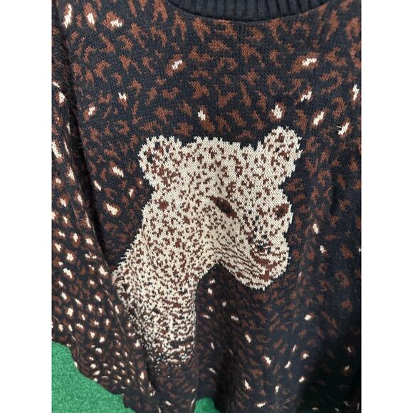 Vintage Basic Editions Cheetah Leopard Pattern Turtleneck Knit Sweater USA Made - Picture 6 of 12